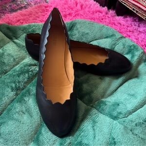 J. Crew Black Scalloped Ballet Flats - 12- worn once!